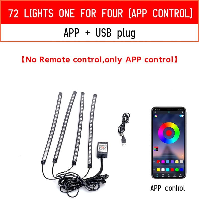 Led Car Foot Ambient Light With USB Neon Mood Lighting Backlight Music Control App RGB Auto Interior Decorative Atmosphere Light - YOURISHOP.COM