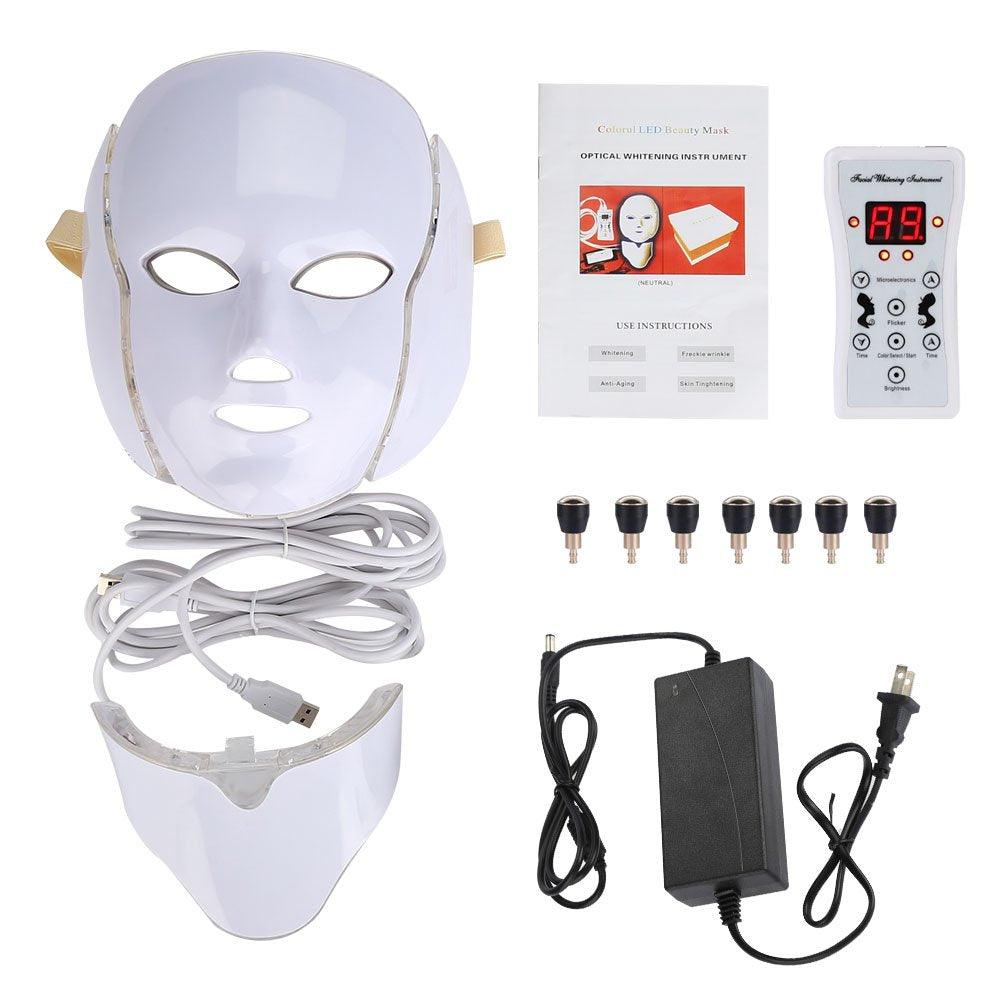 LED Facial Mask With Neck Skin Care 7 Colors Face Mask Treatment Beauty Anti Acne Therapy Whitening Korean Led Spa Mask Machine - YOURISHOP.COM