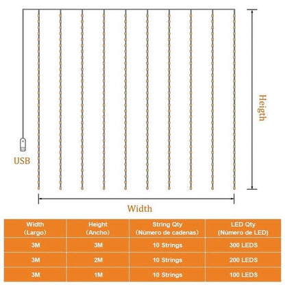 LED String Lights Christmas Decoration Remote Control USB Wedding Garland Curtain 3M Lamp Holiday For Bedroom Bulb Outdoor Fairy - YOURISHOP.COM