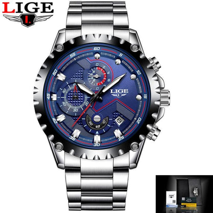 LIGE Brand Men&#39;s Fashion Watches Men Sport Waterproof Quartz Watch Man Full Steel Military Clock Wrist watches Relogio Masculino - YOURISHOP.COM