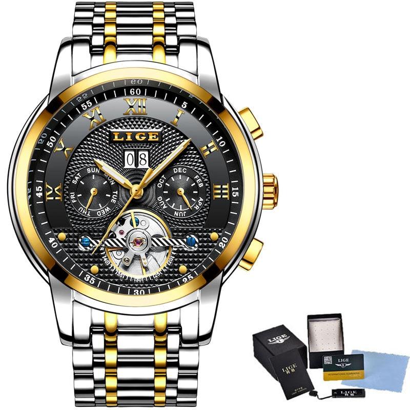 LIGE Mens Watches Fashion Top Brand Luxury Business Automatic Mechanical Watch Men Casual Waterproof Watch Relogio Masculino+Box - YOURISHOP.COM