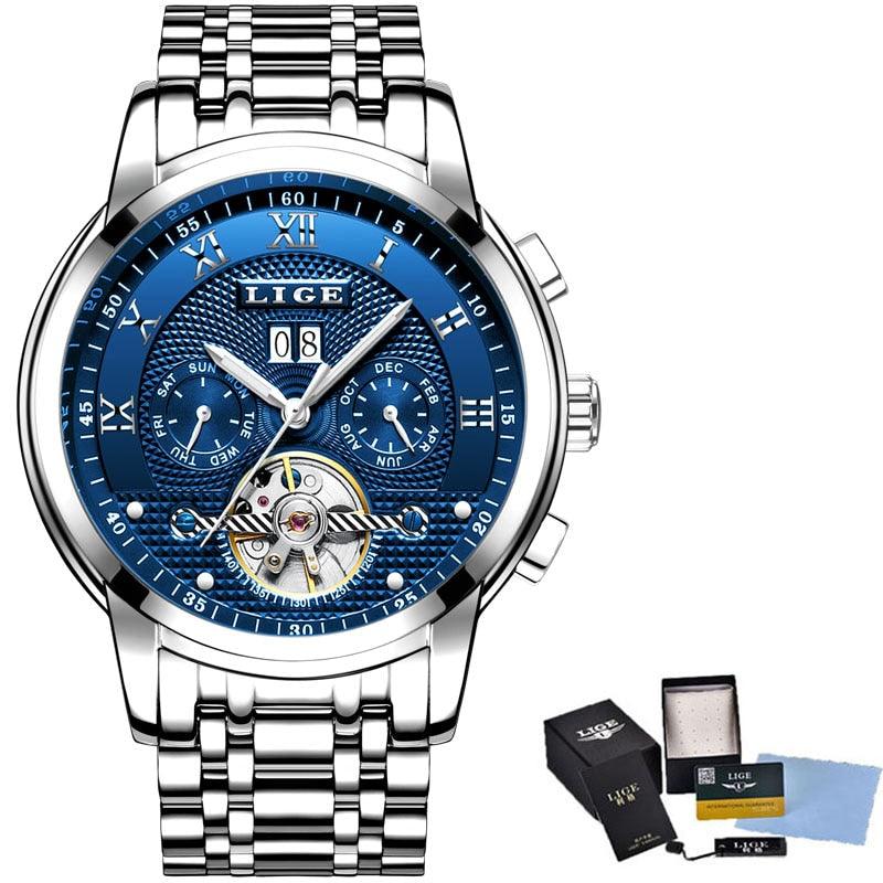 LIGE Mens Watches Fashion Top Brand Luxury Business Automatic Mechanical Watch Men Casual Waterproof Watch Relogio Masculino+Box - YOURISHOP.COM