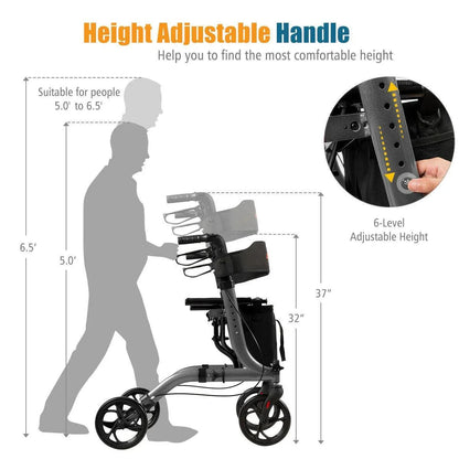 Lightweight Medical Walker SP37070，Folding Aluminum Rollator - YOURISHOP.COM