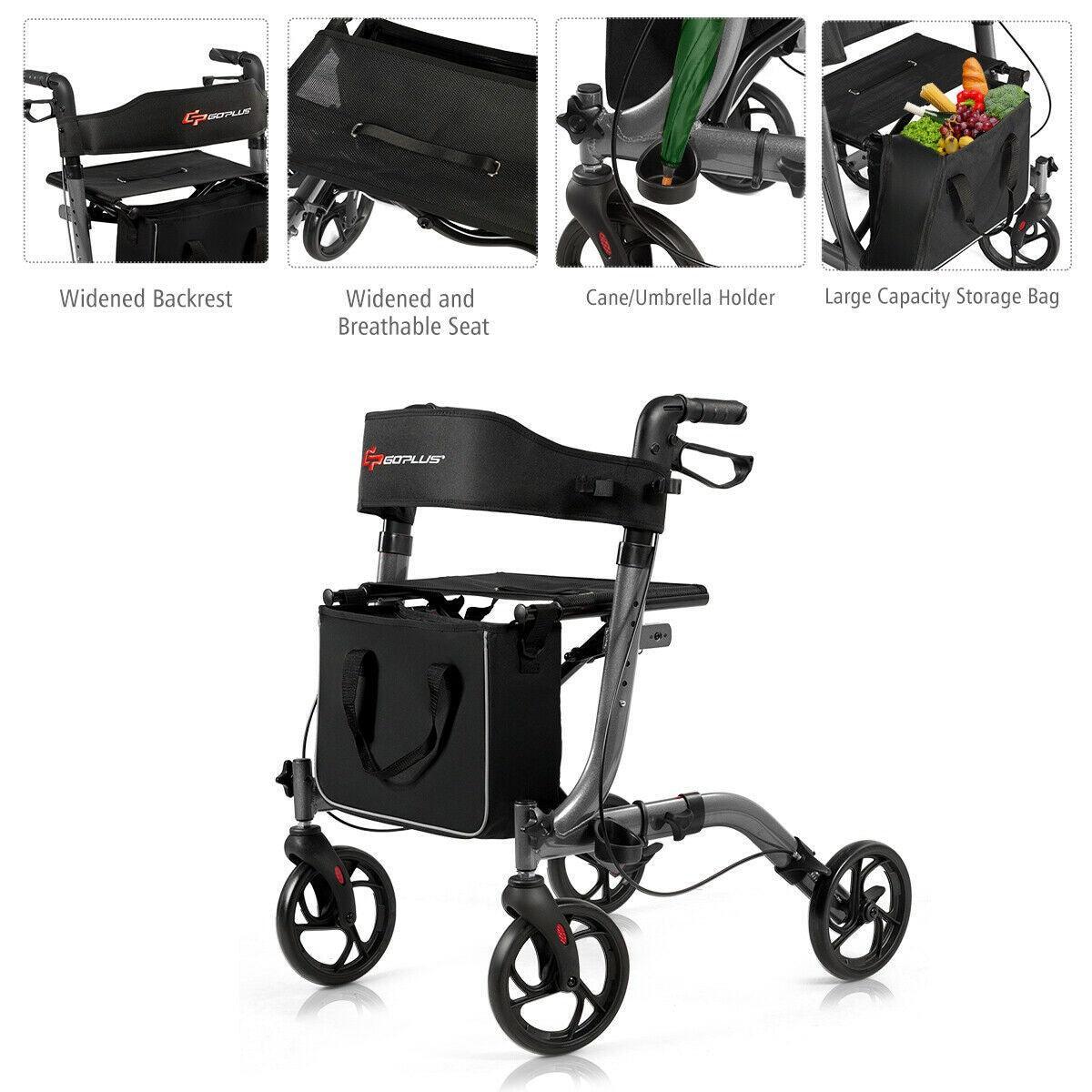 Lightweight Medical Walker SP37070，Folding Aluminum Rollator - YOURISHOP.COM