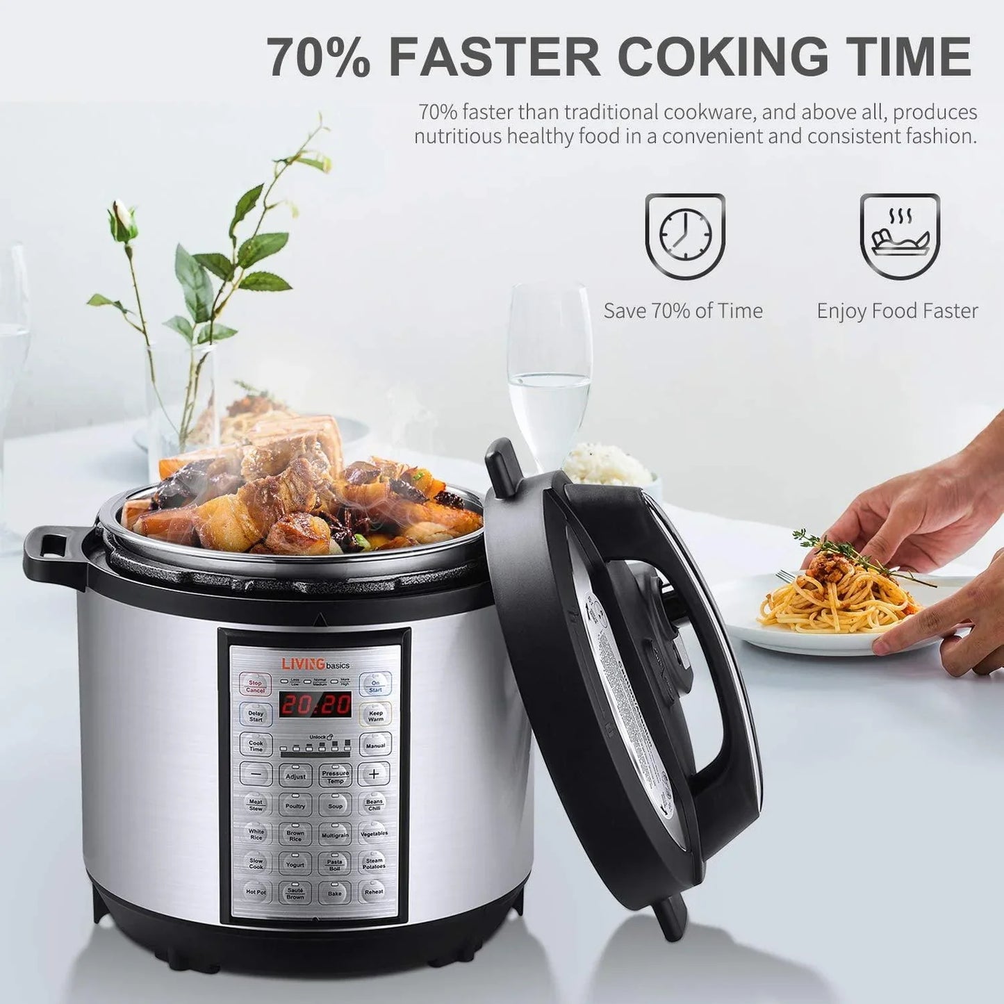 LIVINGbasics 6 Quart Electric Pressure Cooker LB-PC-100M1H2 - YOURISHOP.COM