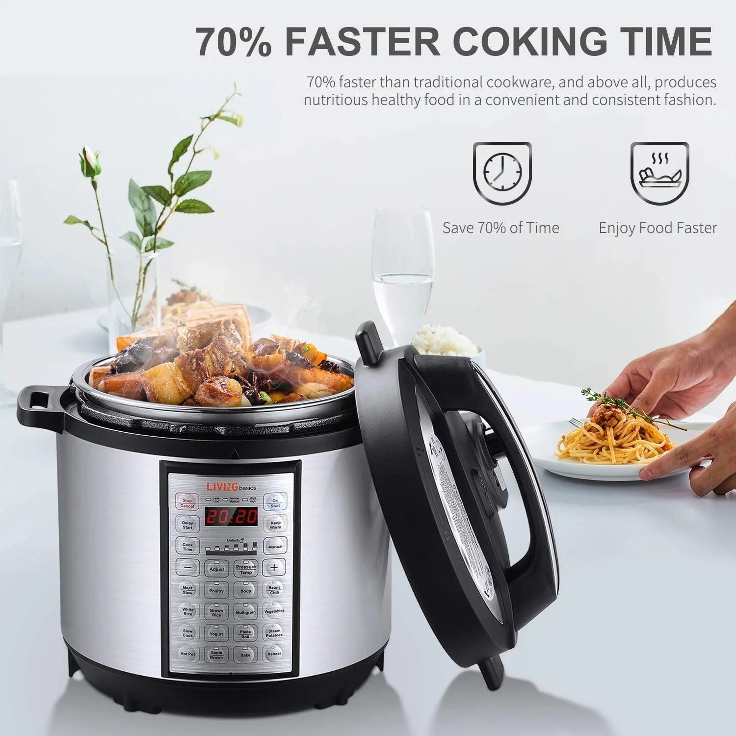 LIVINGbasics 6 Quart Electric Pressure Cooker LB-PC-100M1H2 - YOURISHOP.COM
