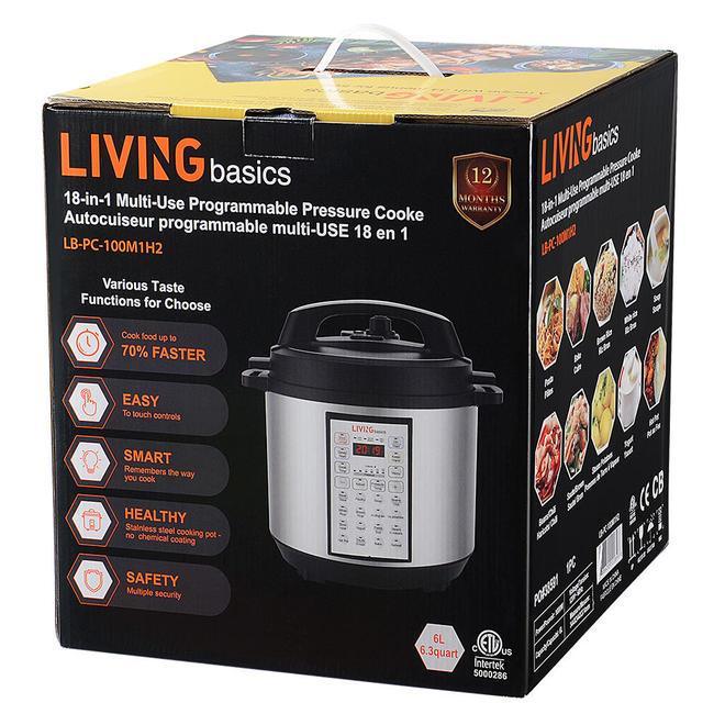LIVINGbasics 6 Quart Electric Pressure Cooker LB-PC-100M1H2 - YOURISHOP.COM