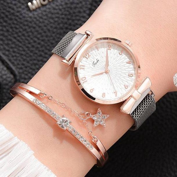 Luxury Women Bracelet Quartz Watches For Women Magnetic Watch Ladies Sports Dress Pink Dial Wrist Watch Clock Relogio Feminino - YOURISHOP.COM