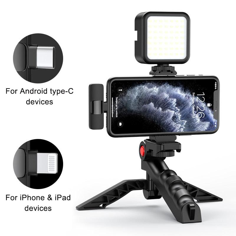 MAMEN Vlogging Kit Equipment Phone Tripod with 2.4G Wireless Lavalier Microphone for iPhone Android Smartphone Tablet SLR Camera - YOURISHOP.COM