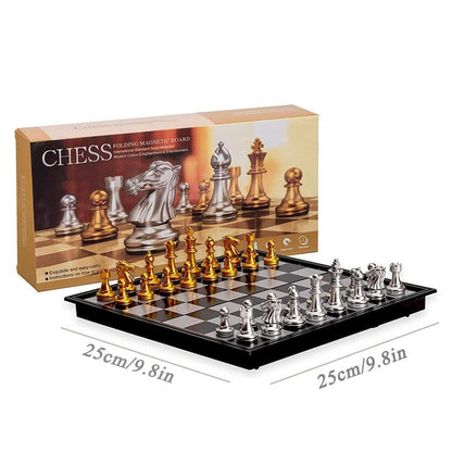 Medieval Chess Set With High Quality Chessboard 32 Gold Silver Chess Pieces Magnetic Board Game Chess Figure Sets Szachy Checker - YOURISHOP.COM