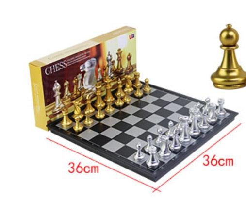 Medieval Chess Set With High Quality Chessboard 32 Gold Silver Chess Pieces Magnetic Board Game Chess Figure Sets Szachy Checker - YOURISHOP.COM