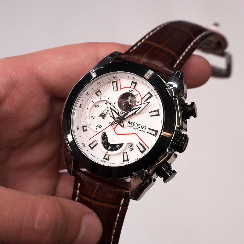 MEGIR Military Sport Watch Men Top Brand Luxury Leather Army Quartz Watches Clock Men Creative Chronograph Relogio Masculino - YOURISHOP.COM
