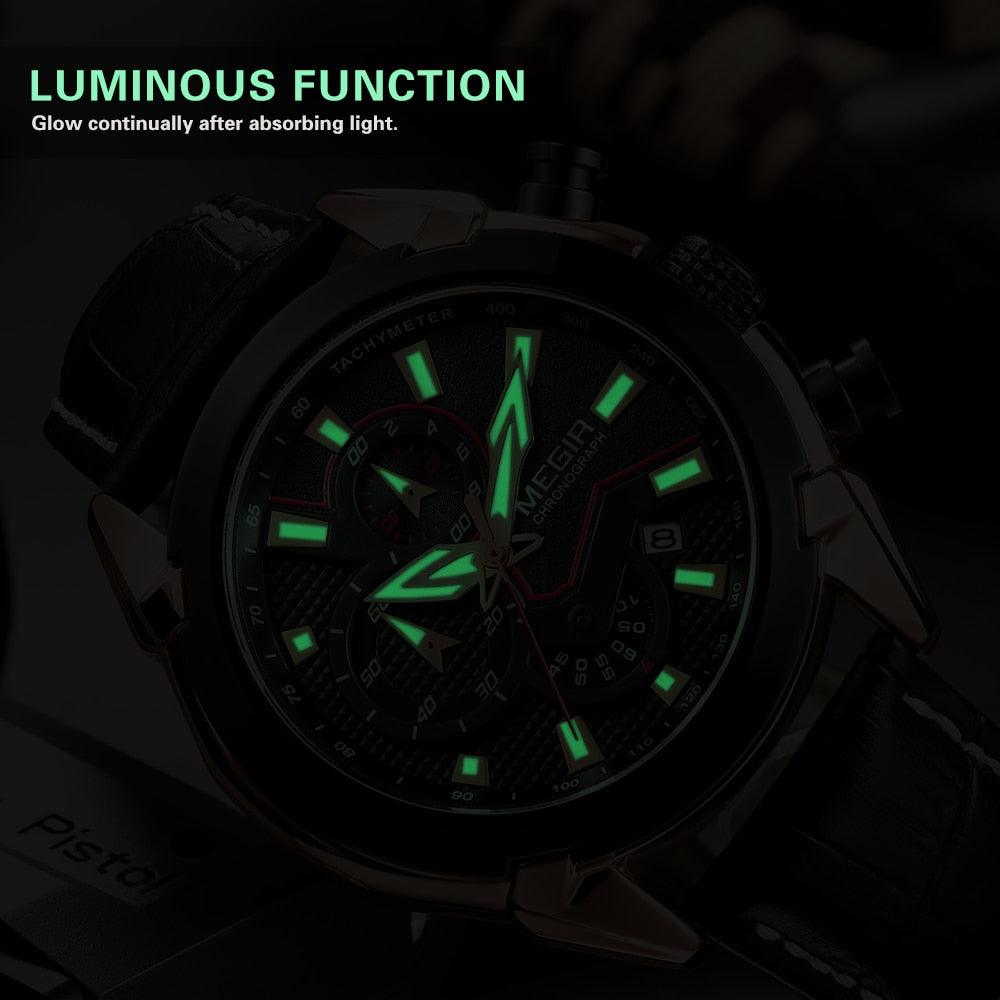 MEGIR Military Sport Watch Men Top Brand Luxury Leather Army Quartz Watches Clock Men Creative Chronograph Relogio Masculino - YOURISHOP.COM