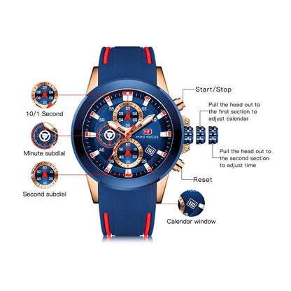 MINI FOCUS Chronograph Mens Watches Brand Luxury Casual Sport Date Quartz Silicone Wristwatches Waterproof Men&#39;s Wrist watch Man - YOURISHOP.COM