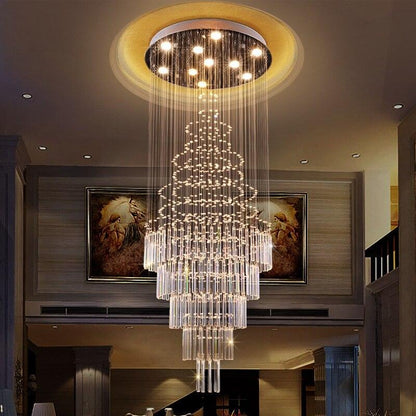 Modern LED Staircase Crystal Chandelier Hotel Restaurant K9 Crystal Lamp Villa Large Living Room Chandelier Home Lighting - YOURISHOP.COM