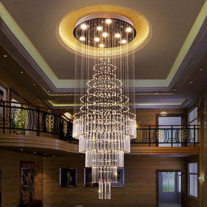 Modern LED Staircase Crystal Chandelier Hotel Restaurant K9 Crystal Lamp Villa Large Living Room Chandelier Home Lighting - YOURISHOP.COM
