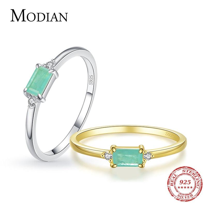 Modian Charm Luxury Real 925 Stelring Silver Green Tourmaline Fashion Finger Rings For Women Fine Jewelry Accessories New Bijoux - YOURISHOP.COM