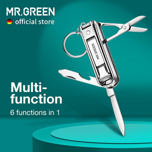 MR.GREEN Multifunctional Nail Clipper Stainless Steel Six Functions Nail Files Bottle Opener Small Knife Scissors Nail Cutter - YOURISHOP.COM