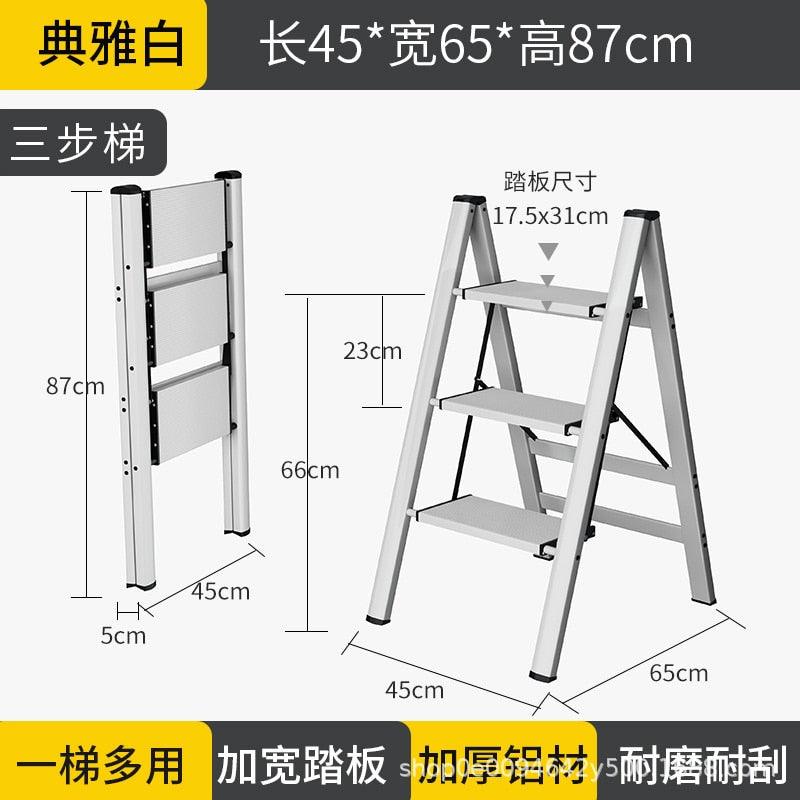 Multifunctional Folding Ladder Aluminum Alloy High Stools Kitchen Load-bearing 300kg Step Ladder Chair Widen 3 Step Ladder - YOURISHOP.COM