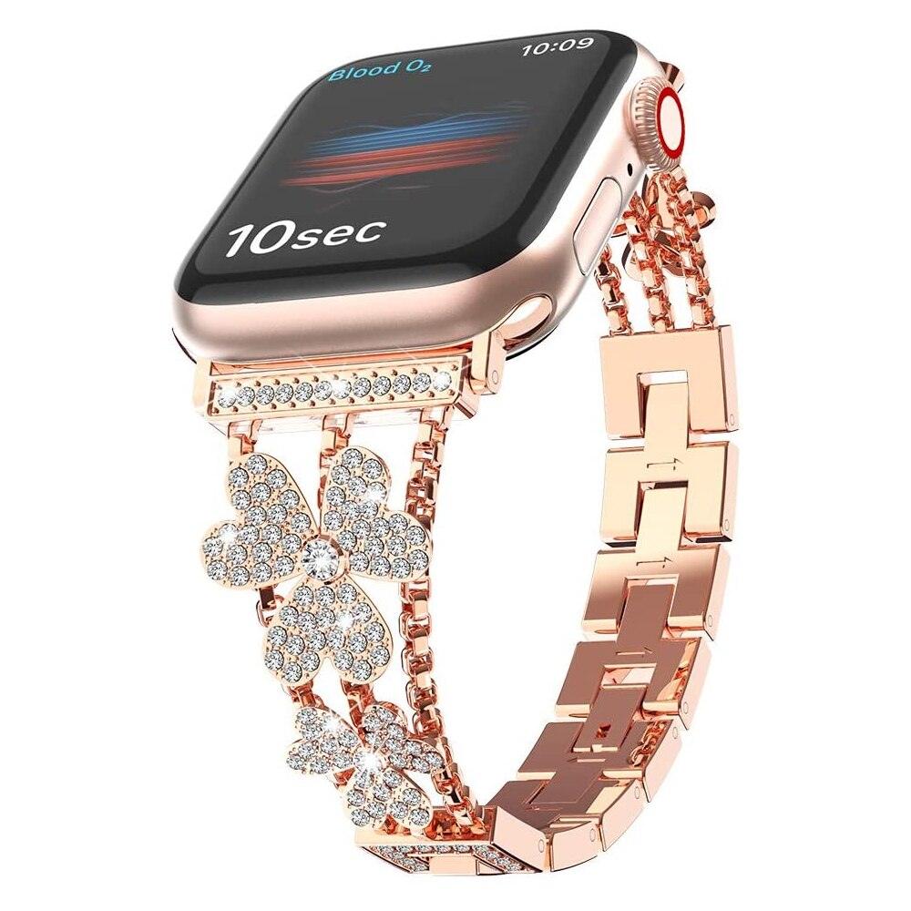 New Bling Metal Bracelet for Apple Watch Band 7 6 Women Luxury Stainless Replacement Strap for iWatch 5 4 3 Watchband 44mm 38mm - YOURISHOP.COM