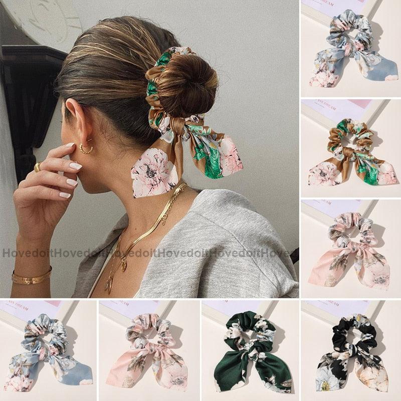 New Chiffon Bowknot Elastic Hair Bands For Women Girls Solid Color Scrunchies Headband Hair Ties Ponytail Holder Hair Accessorie - YOURISHOP.COM