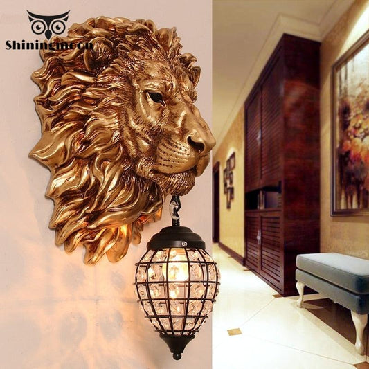 Nordic Luxury Lion LED Wall Lamp Modern Home Decor Kitchen Wall Light Vintage Bedroom Indoor Lighting Wall Sconce Light Fixtures - YOURISHOP.COM