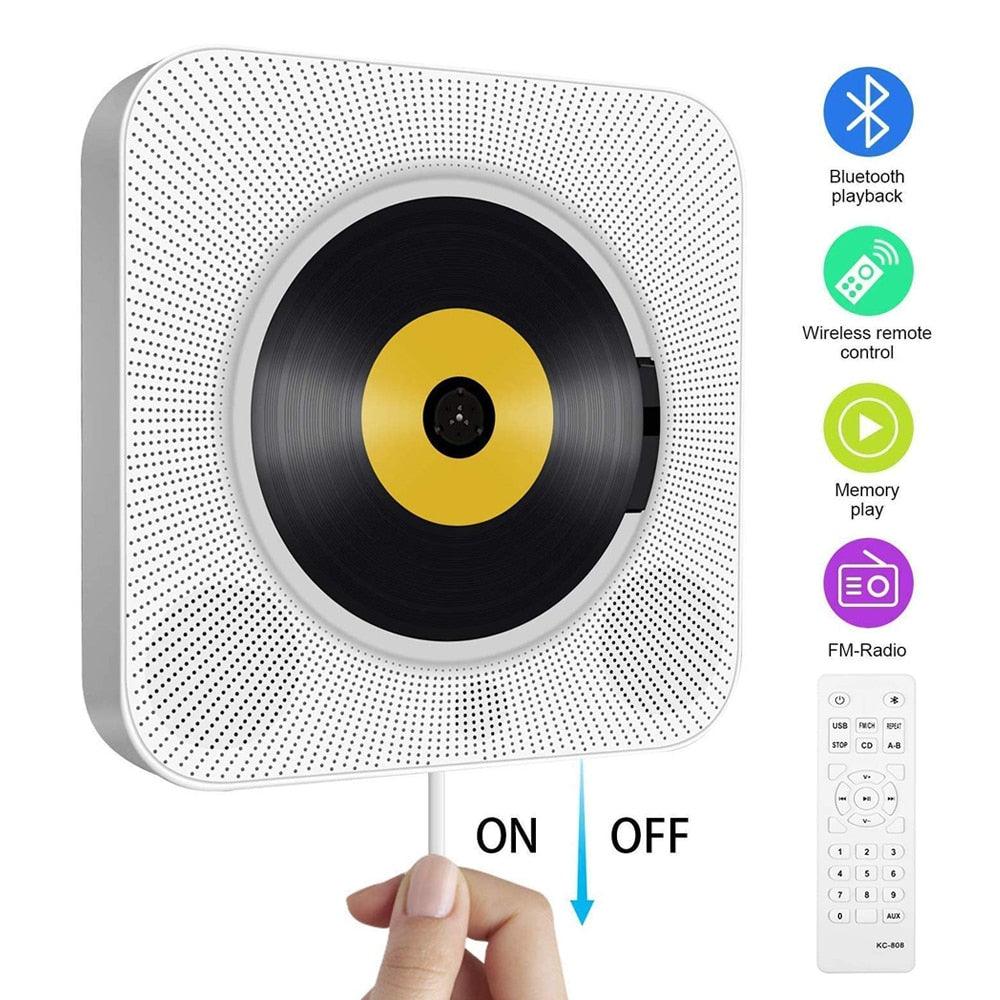 Onvian Wall Mounted CD Player Surround Sound FM Radio Bluetooth USB MP3 Disk Portable Music Player Remote Control Stereo Speaker - YOURISHOP.COM