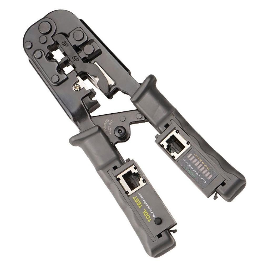 OULLX Multifunctional RJ45 Network Cable Crimper 8P6P4P Three-Purpose Tester Ratchet Tool Squeeze Crimping Wire Network Pliers - YOURISHOP.COM