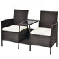 Patio Rattan Wicker Conversation Set Sofa HW63233RE with Cushioned Loveseat Glass Table - YOURISHOP.COM