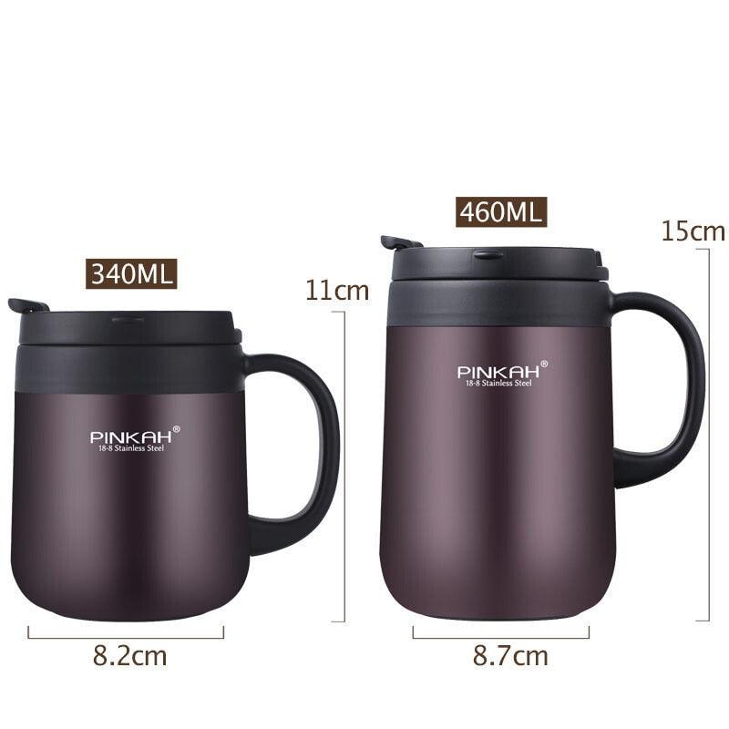 Pinkah 340&amp;460ML 304 Stainless Steel Thermos Mugs Office Cup With Handle With Lid Insulated Tea mug Thermos Cup Office Thermoses - YOURISHOP.COM