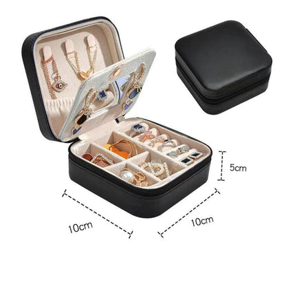 Portable Jewelry Box Jewelry Organizer Display Travel Jewelry Case Boxes Waterproof Leather Storage Zipper Jewelers Joyero - YOURISHOP.COM