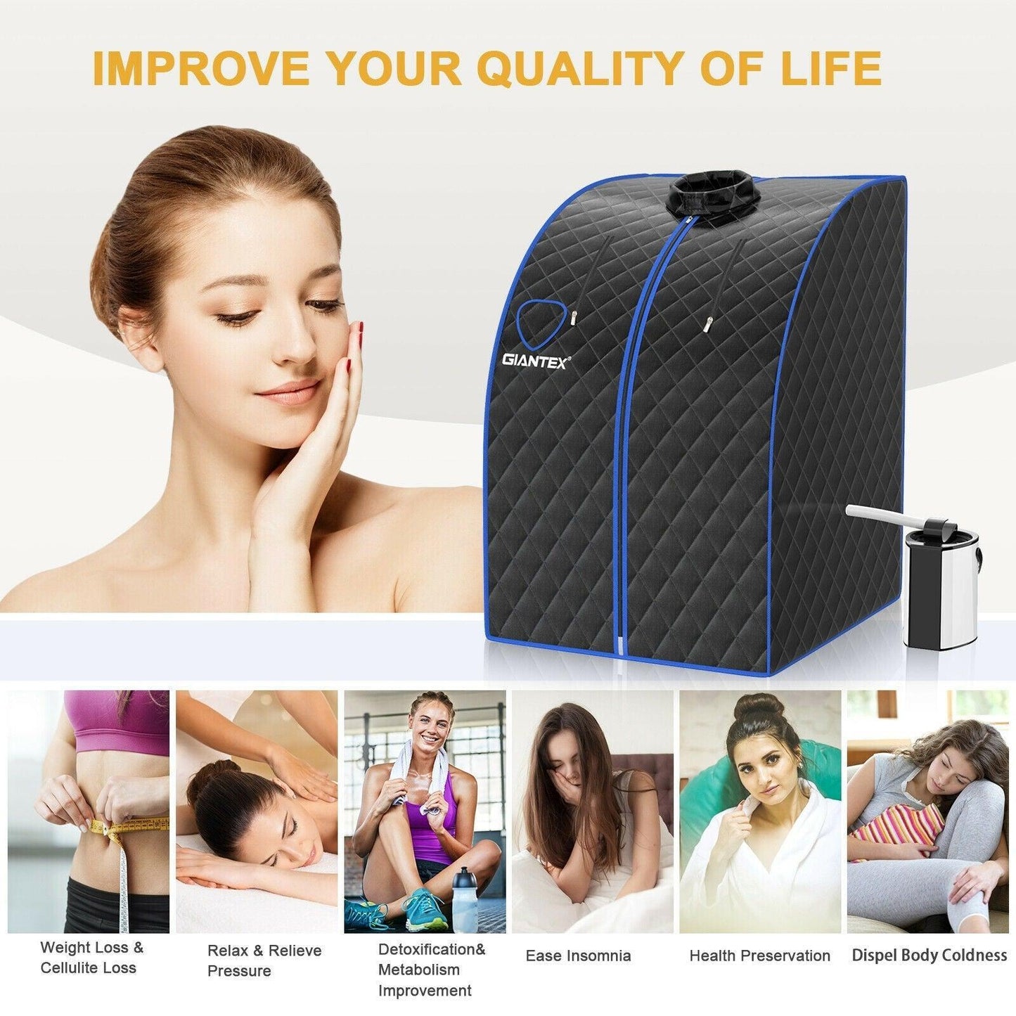 Portable Personal Steam Sauna Spa BA7634US with 3L Blast-proof Steamer Chair - YOURISHOP.COM