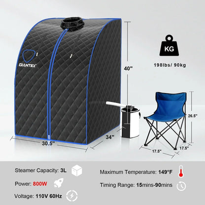 Portable Personal Steam Sauna Spa BA7634US with 3L Blast-proof Steamer Chair - YOURISHOP.COM