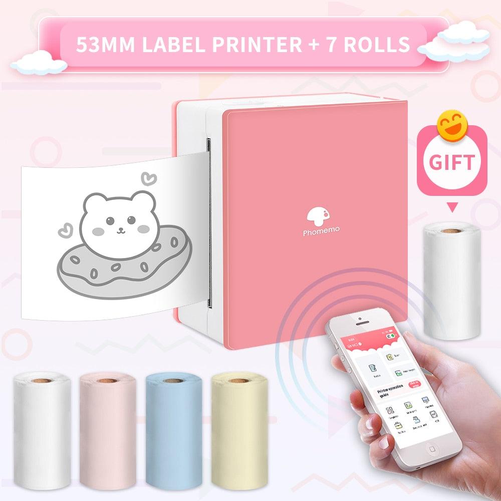 Portable Printer Phomemo M02 Photo Maker Machine Sticky Note Ink-Free Thermal Colorful Paper Rolls Text QR Code Sticker Printer - YOURISHOP.COM