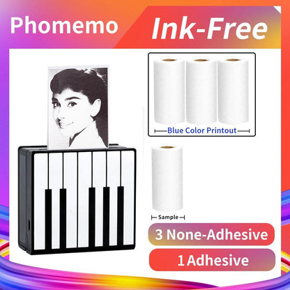 Portable Printer Phomemo M02 Photo Maker Machine Sticky Note Ink-Free Thermal Colorful Paper Rolls Text QR Code Sticker Printer - YOURISHOP.COM