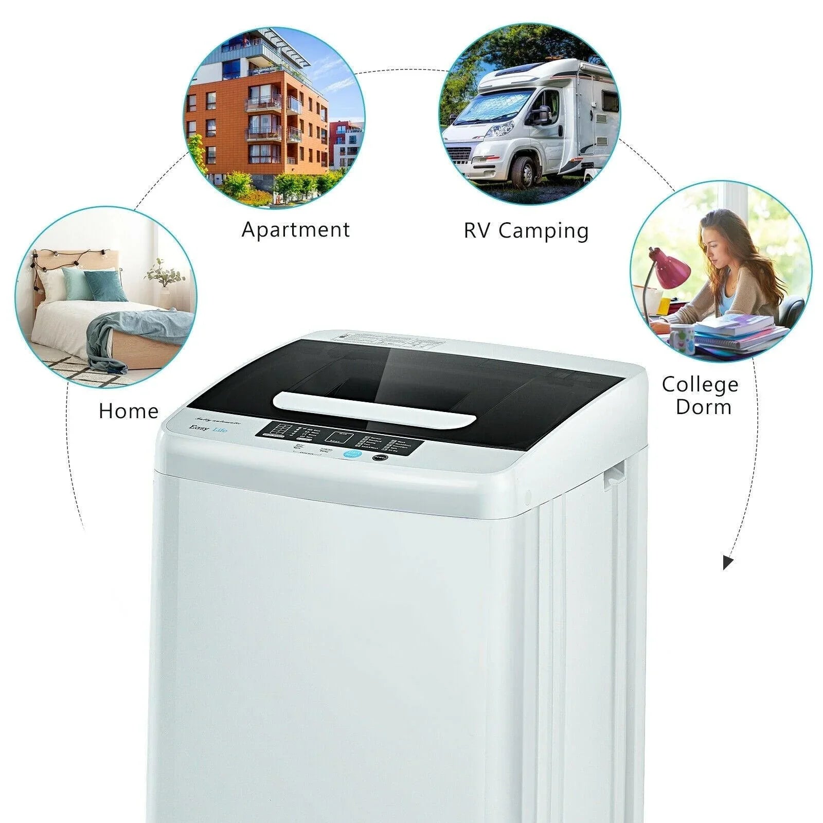 Portable Washing Machine EP24640US with Drain Pump,Full-Automatic Laundry Washer,9.9 lbs - YOURISHOP.COM