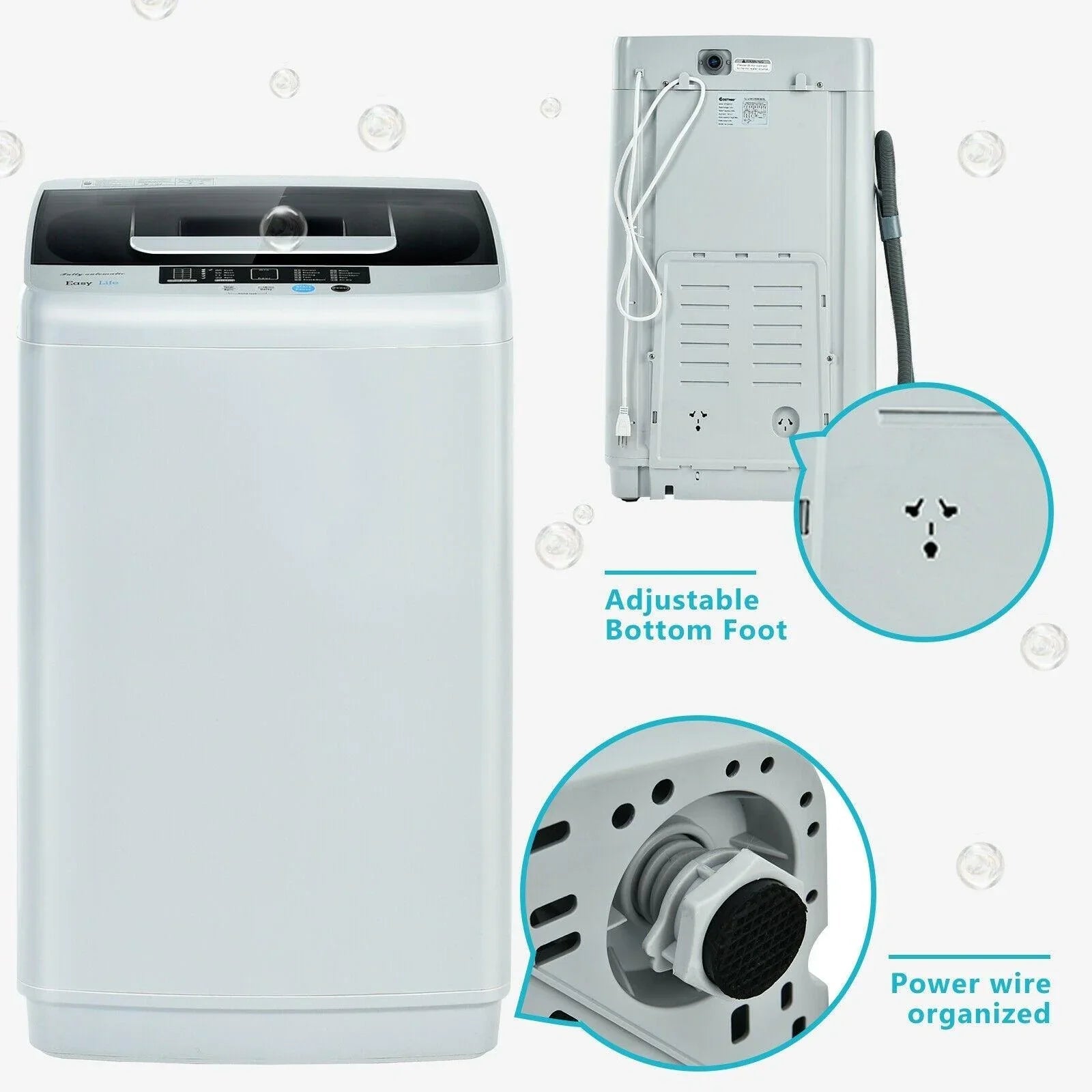 Portable Washing Machine EP24640US with Drain Pump,Full-Automatic Laundry Washer,9.9 lbs - YOURISHOP.COM
