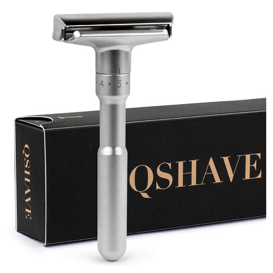 QSHAVE Adjustable Safety Razor Double Edge Classic Mens Shaving Mild to Aggressive 1-6 File Hair Removal Shaver it with 5 Blades - YOURISHOP.COM
