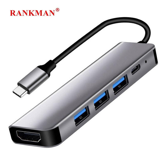 Rankman Type C to USB-C 3.0 2.0 4K HDMI-compatible Adapter Hub Charging Dock for MacBook Samsung S20 Dex Xiaomi 10 PS5 iPad HDTV - YOURISHOP.COM
