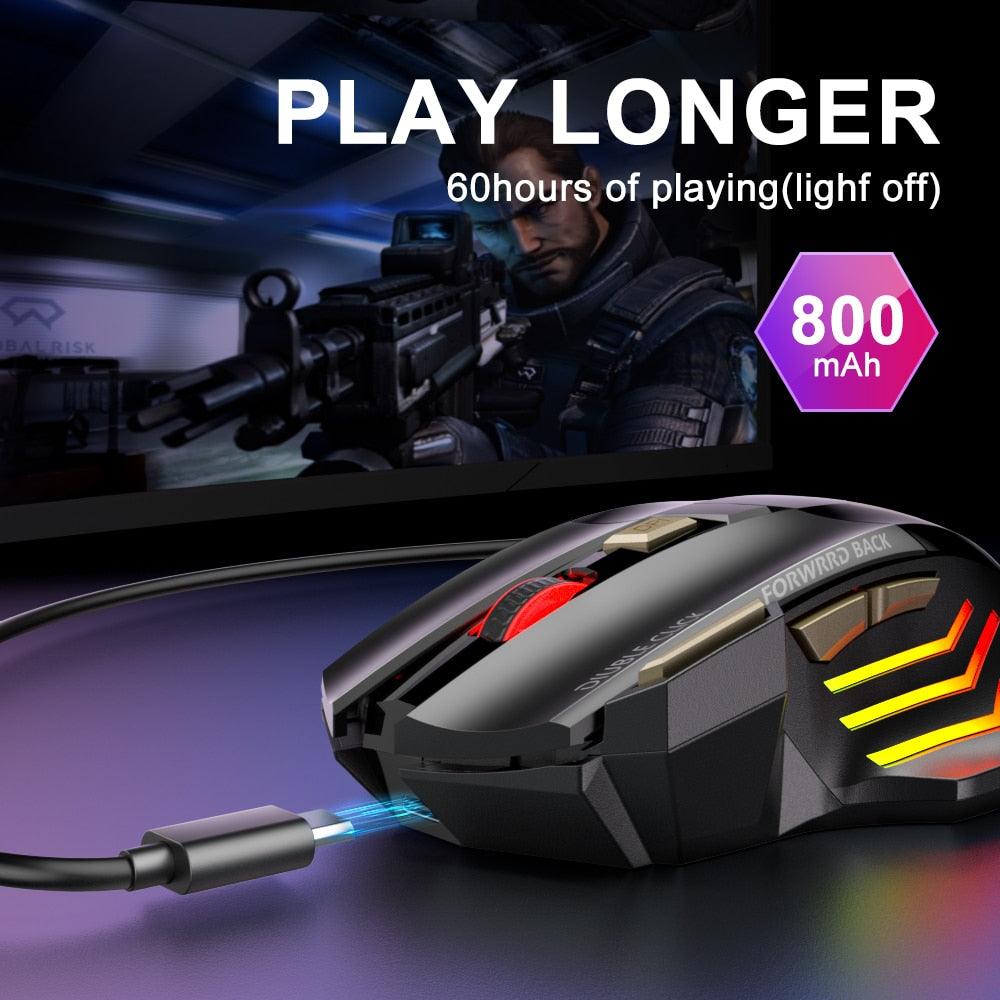 Rechargeable Wireless Mouse Bluetooth Gamer Gaming Mouse Computer Ergonomic Mause With Backlight RGB Silent Mice For Laptop PC - YOURISHOP.COM