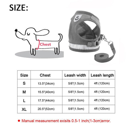 Reflective Small Dog Harness and Leash Set Soft Breathable Chihuahua Puppy Harness Vest Lead for Small Medium Dogs Bulldog - YOURISHOP.COM