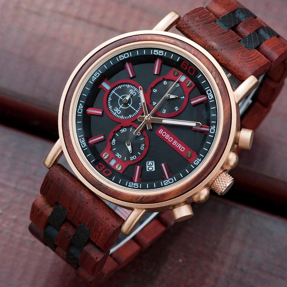 Relogio Masculino BOBO BIRD Wooden Watch Men Top Brand Luxury Stylish Chronograph Military Watches in Wooden Box reloj hombre - YOURISHOP.COM