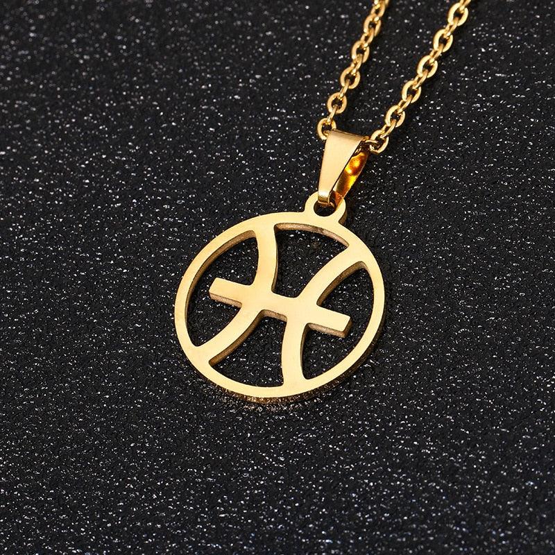 Rinhoo Stainless Steel Star Zodiac Sign Necklace 12 Constellation Pendant Necklace Women Chain Necklace Men Jewelry Gifts - YOURISHOP.COM