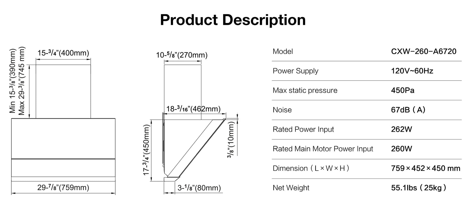 ROBAM Rangehood A6720 | Under Cabinet | 30 inch | 850 CFM | Side Suction - YOURISHOP.COM