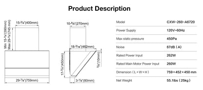 ROBAM Rangehood A6720 | Under Cabinet | 30 inch | 850 CFM | Side Suction - YOURISHOP.COM
