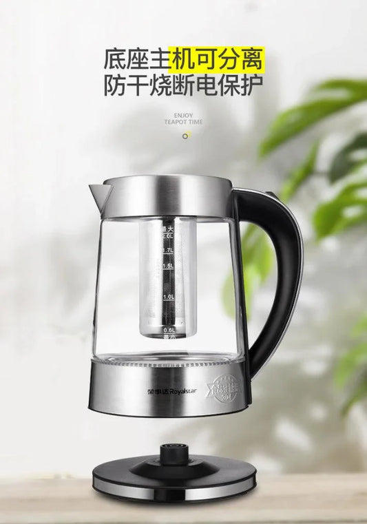 Royalstar 304 stainless glass electric kettle GL2000A,1500W - YOURISHOP.COM