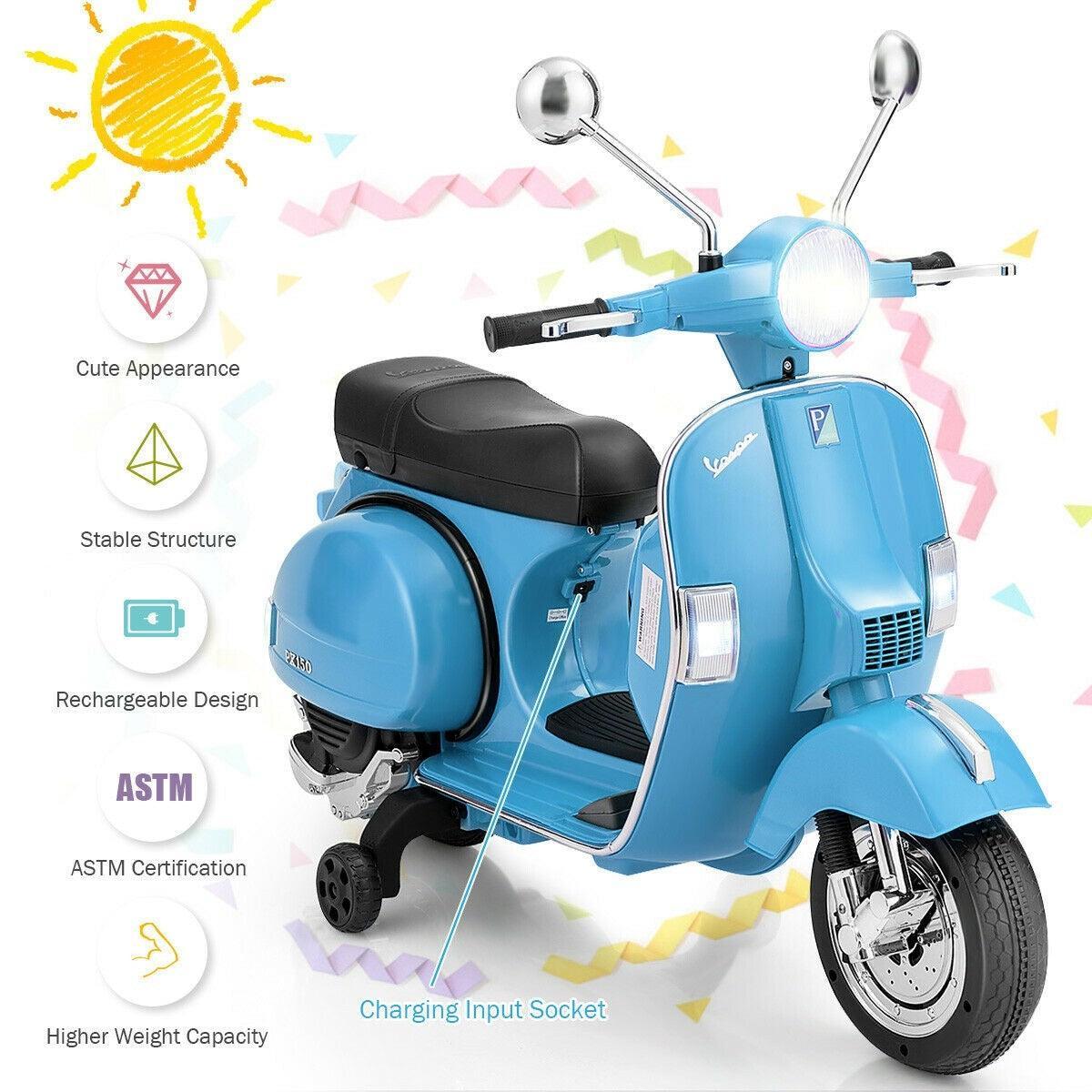 Scooter Motorcycle TY327441 with Headlight,6V Kids Ride on Vespa - YOURISHOP.COM