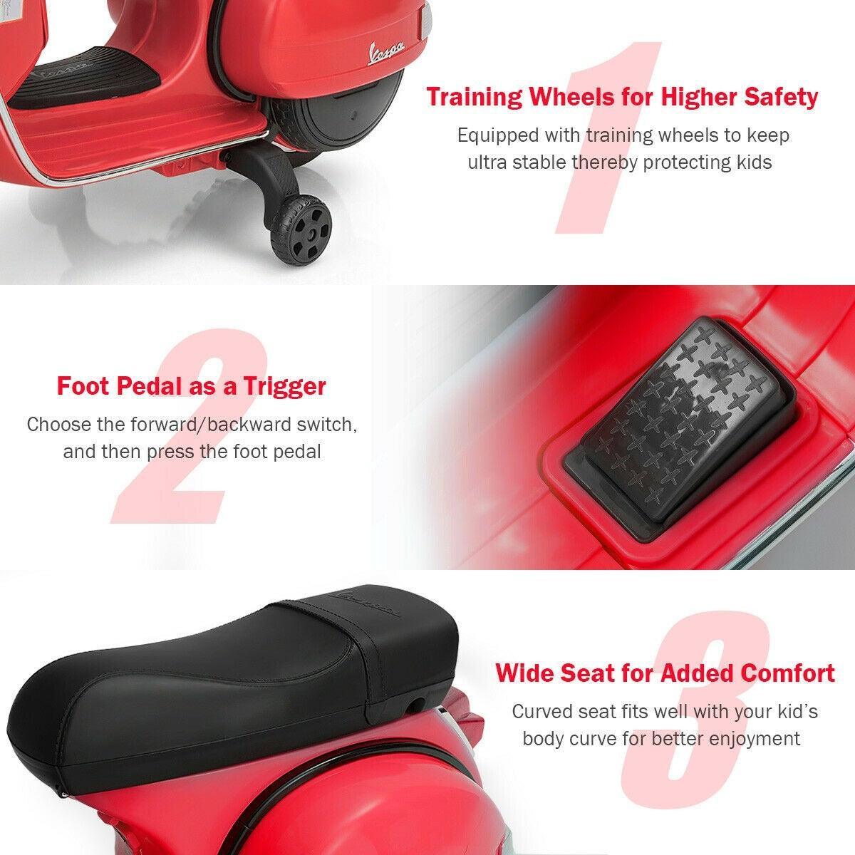 Scooter Motorcycle TY327441 with Headlight,6V Kids Ride on Vespa - YOURISHOP.COM