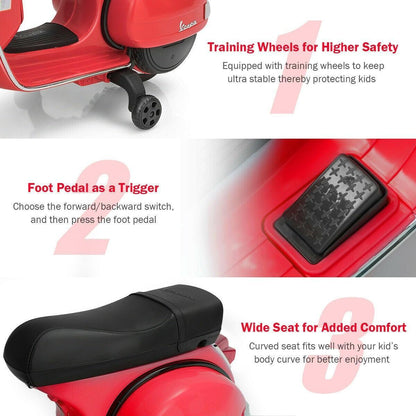 Scooter Motorcycle TY327441 with Headlight,6V Kids Ride on Vespa - YOURISHOP.COM