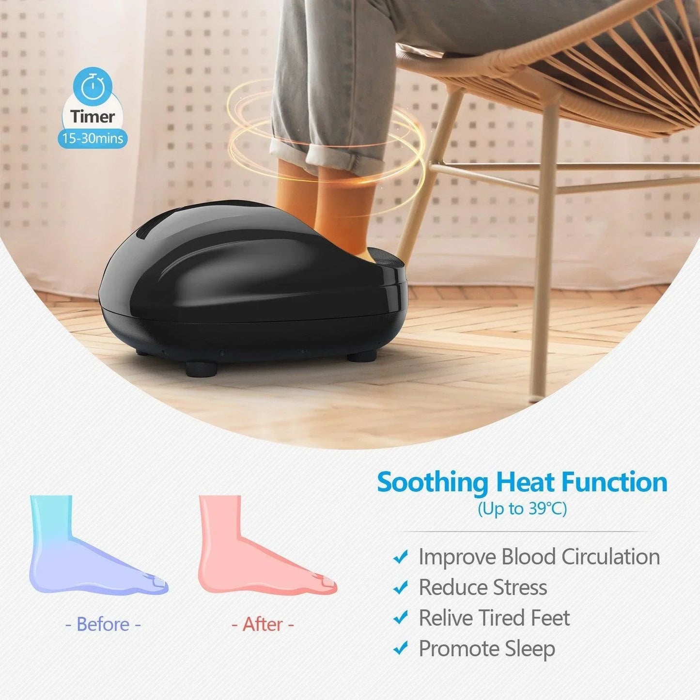 Shiatsu Foot Massager EP23422,with Heat Kneading Rolling Scraping Air Compression - YOURISHOP.COM